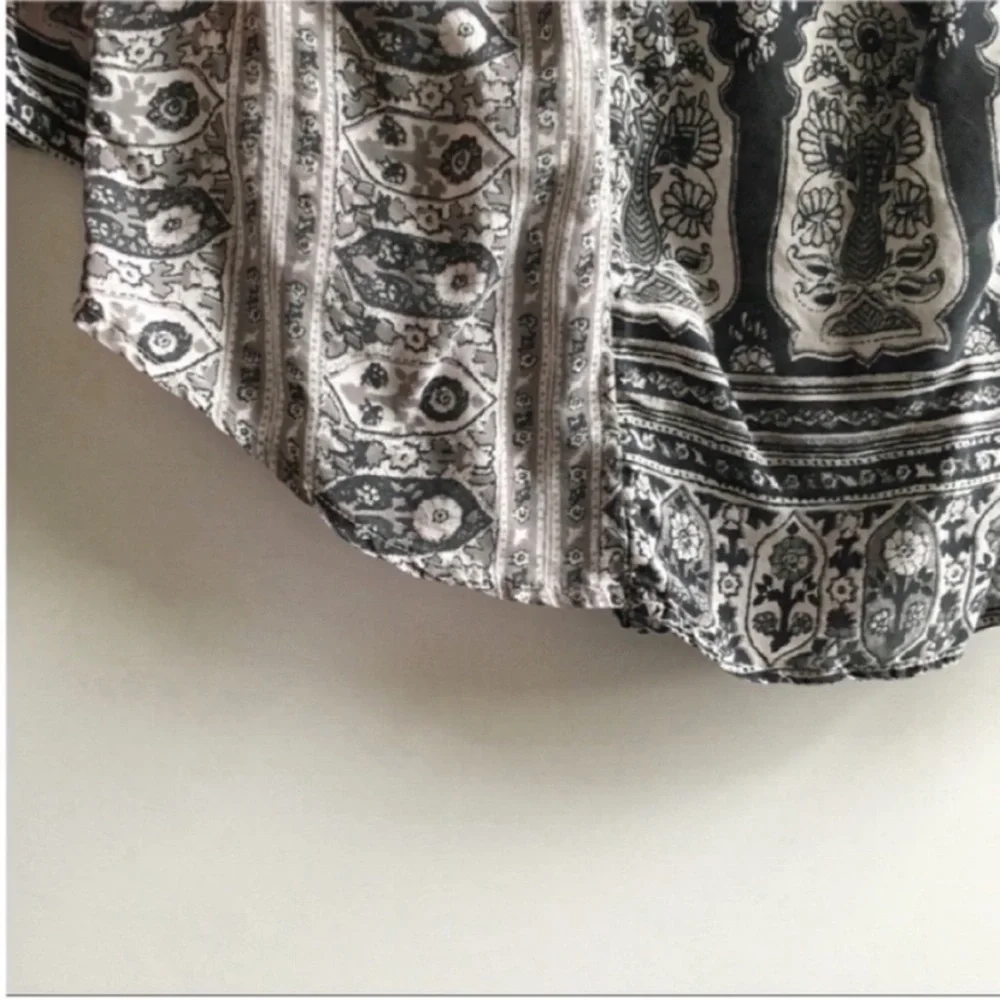 Lucky Brand shirt black white peasant boho tie - Picture 4 of 8